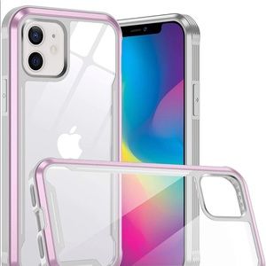 ✨NEW: iPhone 12 Clear Case - rose pink / gray phone cover✨